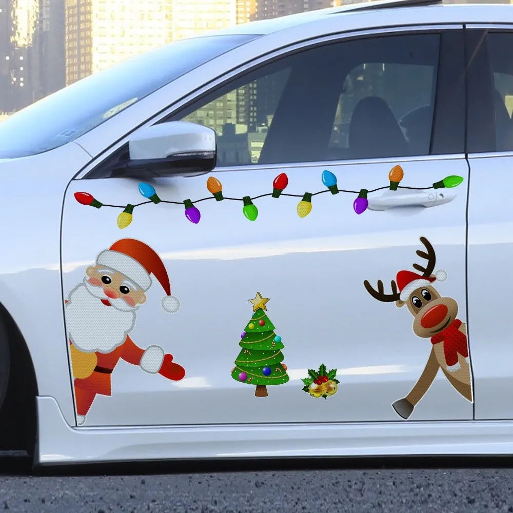 Christmas elk reflective magnetic car decoration sticker with cartoon design