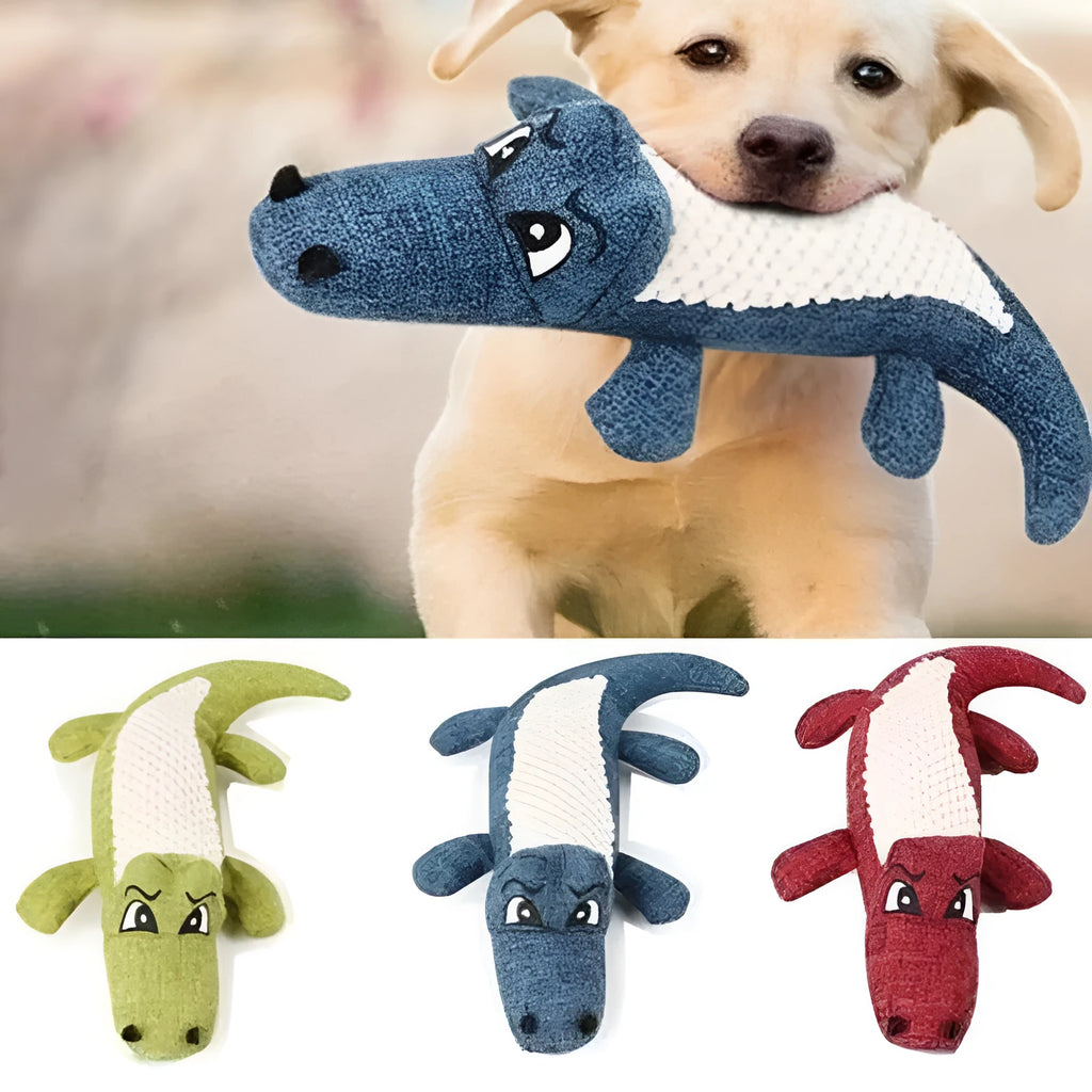 Blue, green, and red corn grid textured plush pet toy measuring 18 cm