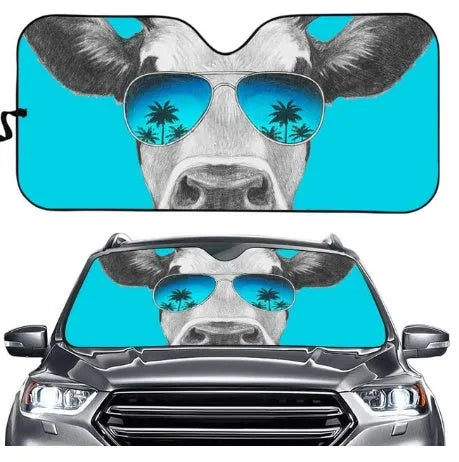 Telescopic aluminium foil car sun shield for front windscreen installation.