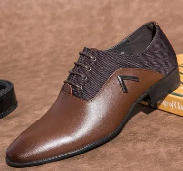 Men's black Oxford business shoes with PU leather upper and rubber sole