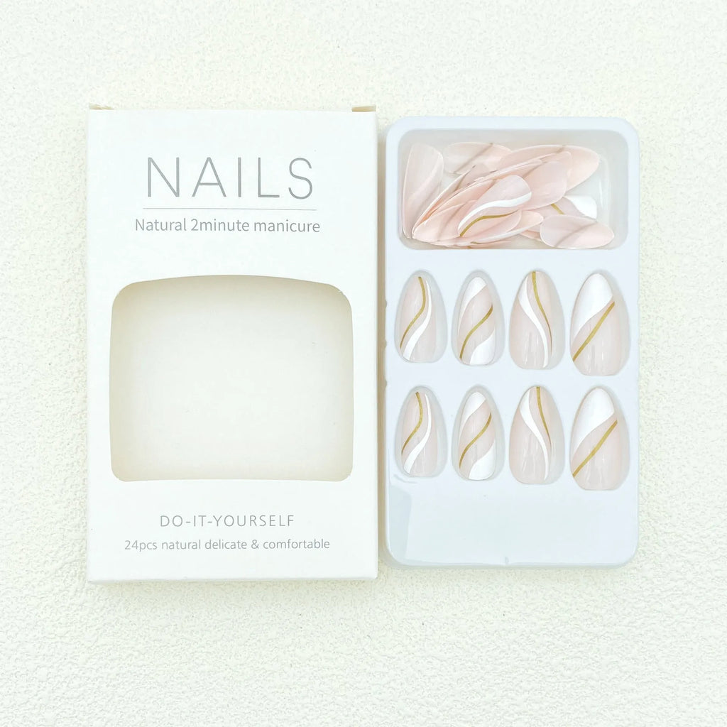 Golden Lines plaid pattern wearable nail stickers with plastic armour backing