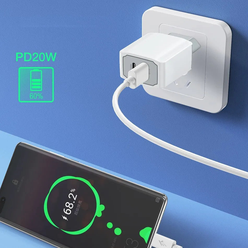 White European standard fast charge phone charger set with fireproof ABS PC construction