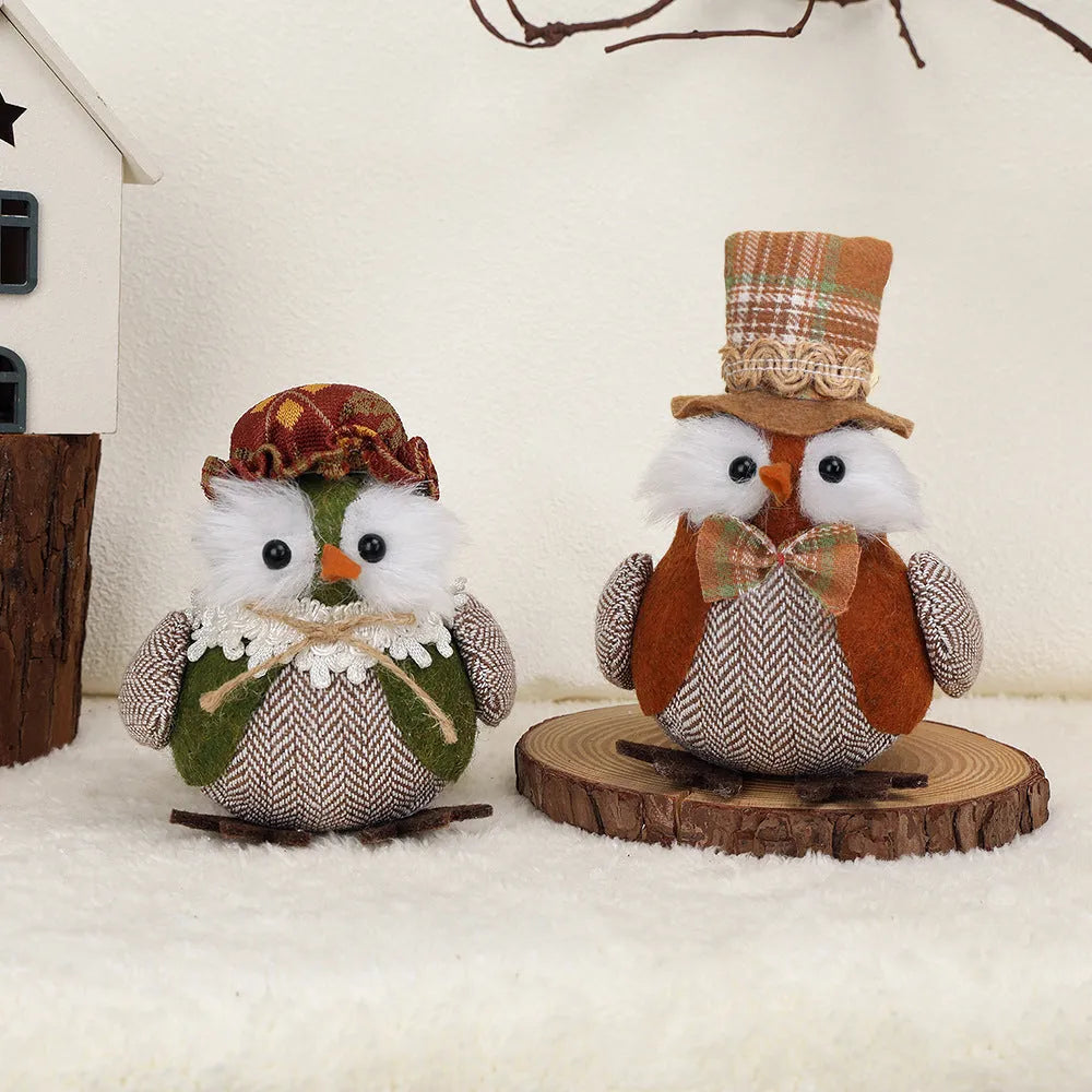 Thanksgiving harvest owl pendant ornament in orange and green colours for window or desktop decoration