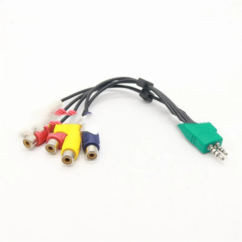 Black 3.5mm and 2.5mm to 5 RCA AV adapter cable with tinned copper wire and 18cm product length