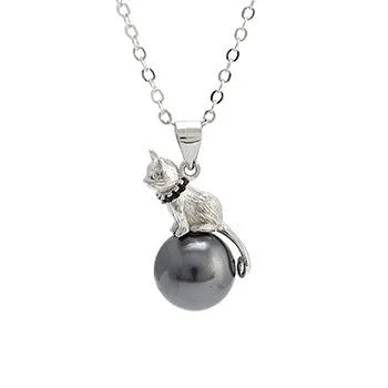 925 sterling silver cat pendant clavicle necklace with electroplated finish