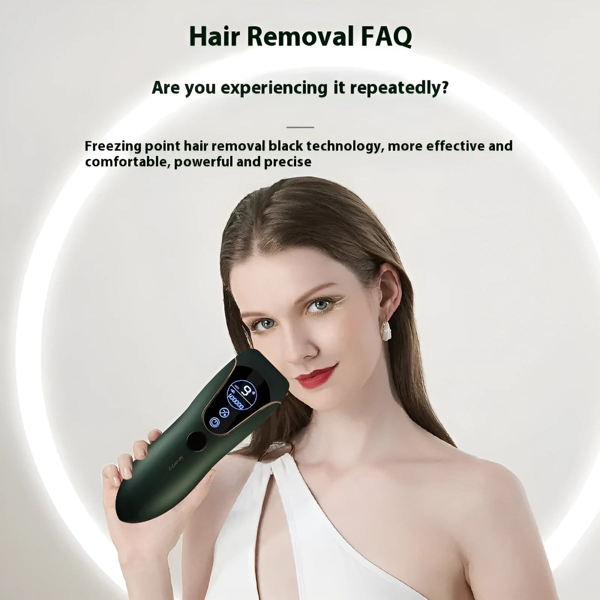 Freezing point hair removal device in Sundial green, pink, or white colour for body face and leg use