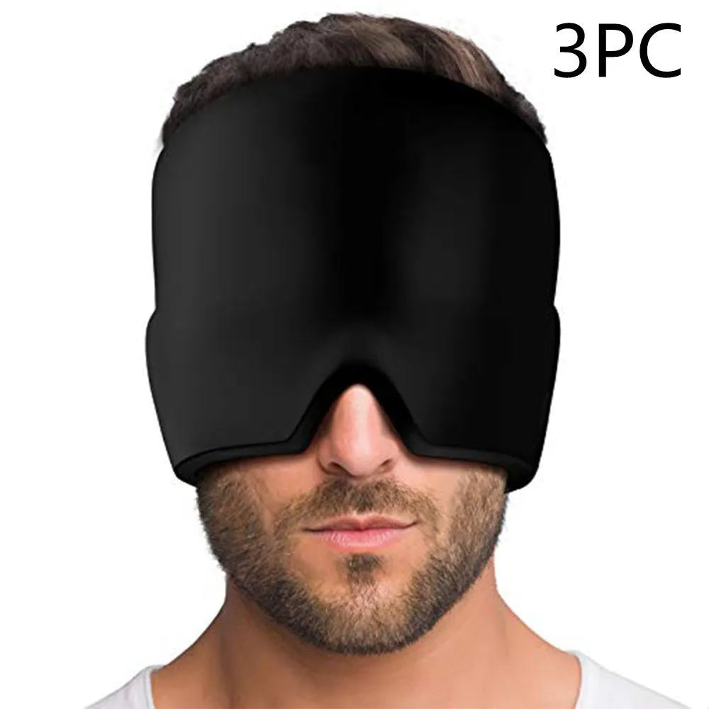 Black elastic gel eye mask for headache cold therapy relief