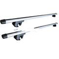 GM SUV alloy roof rack crossbar set showing adjustable length and mounting hardware.