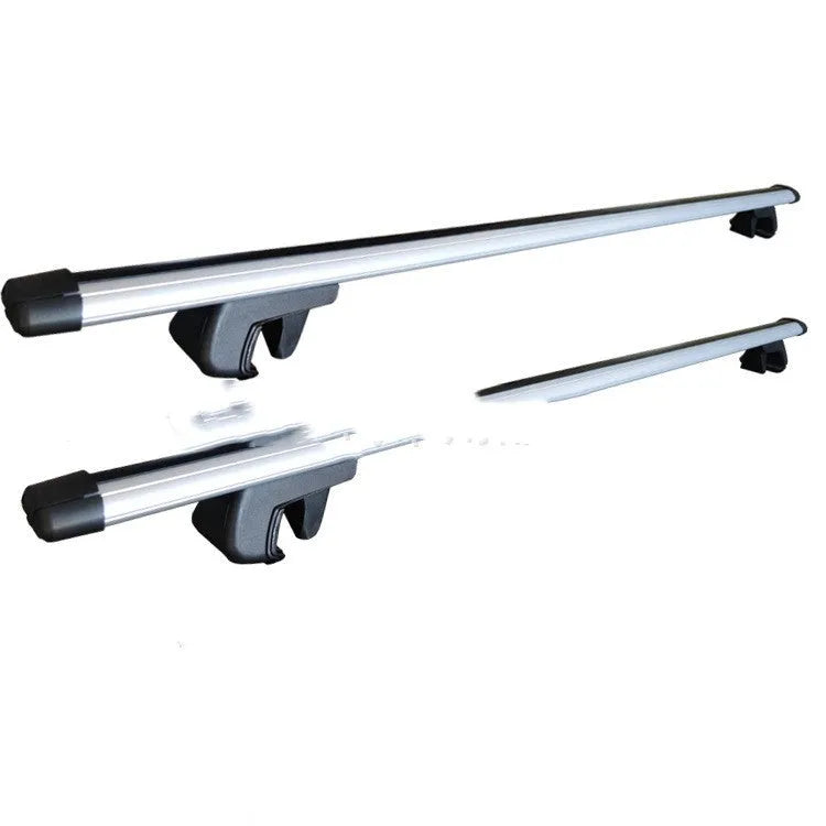 GM SUV alloy roof rack crossbar set showing adjustable length and mounting hardware.