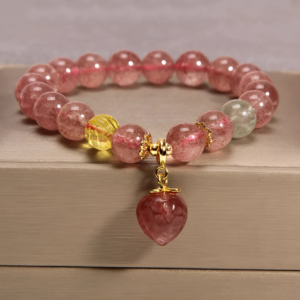 Women's Korean style multi-layer crystal bracelet with natural garnet and mixed pendant designs