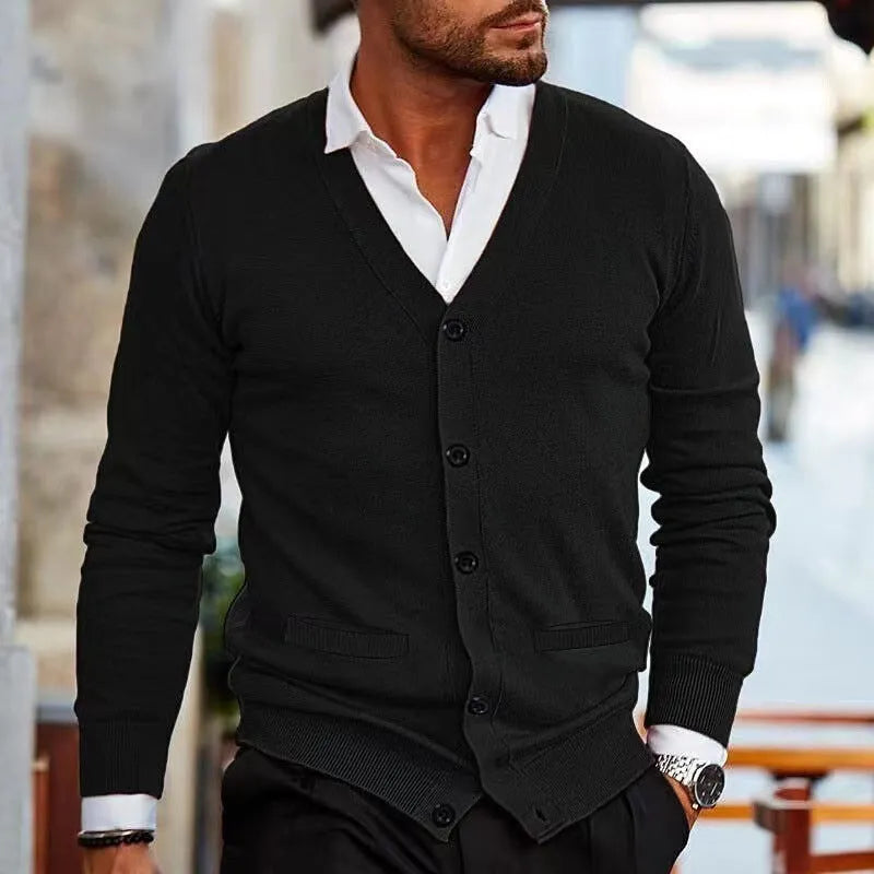 Men's slim fit acrylic cardigan sweater coat for autumn wear in various colours