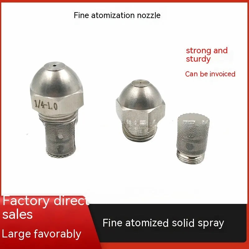 Stainless steel two-point spray nozzle with 1/4 inch thread connection for fine atomisation