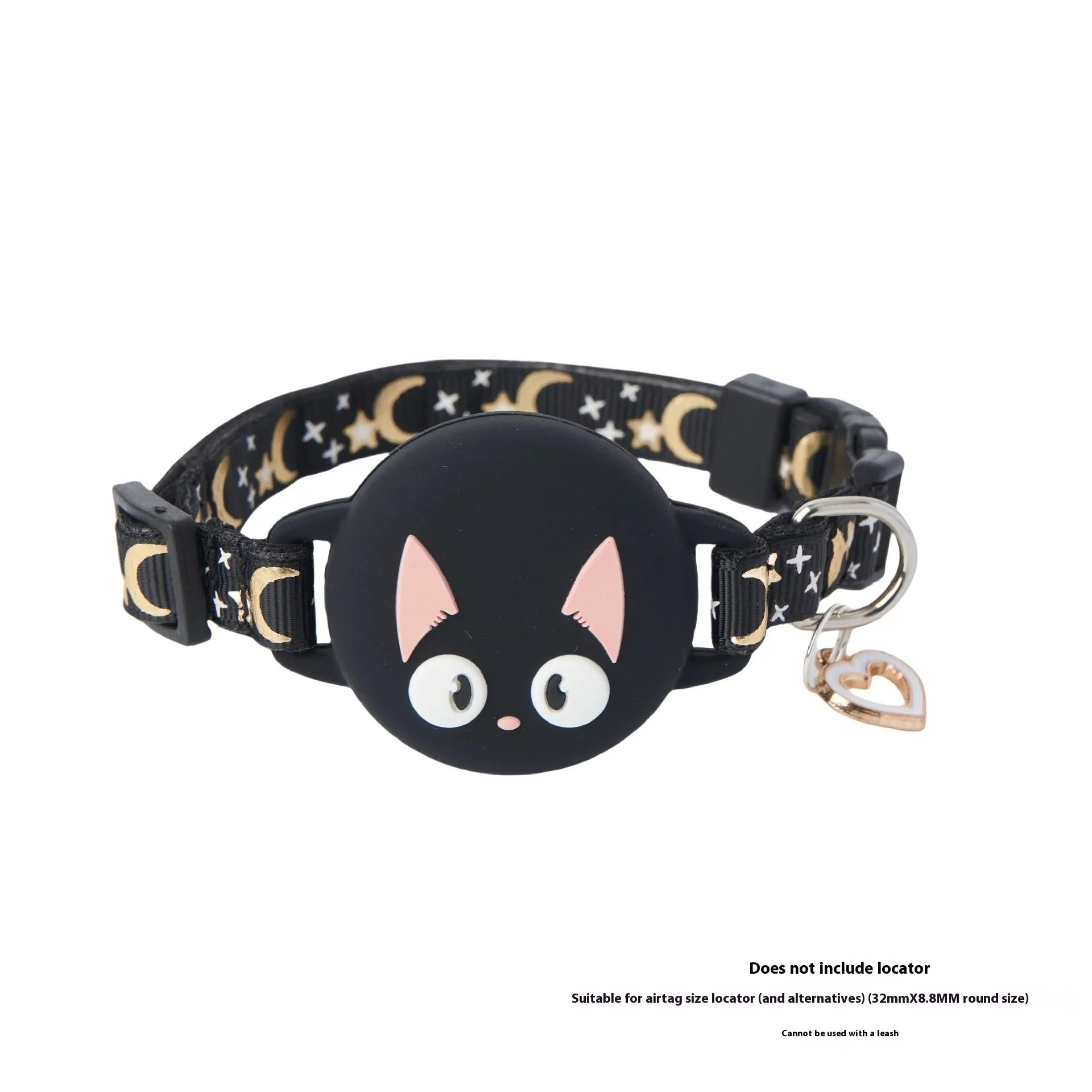 Adjustable plastic cat collar with silicone Apple AirTag protective case in pink colour.