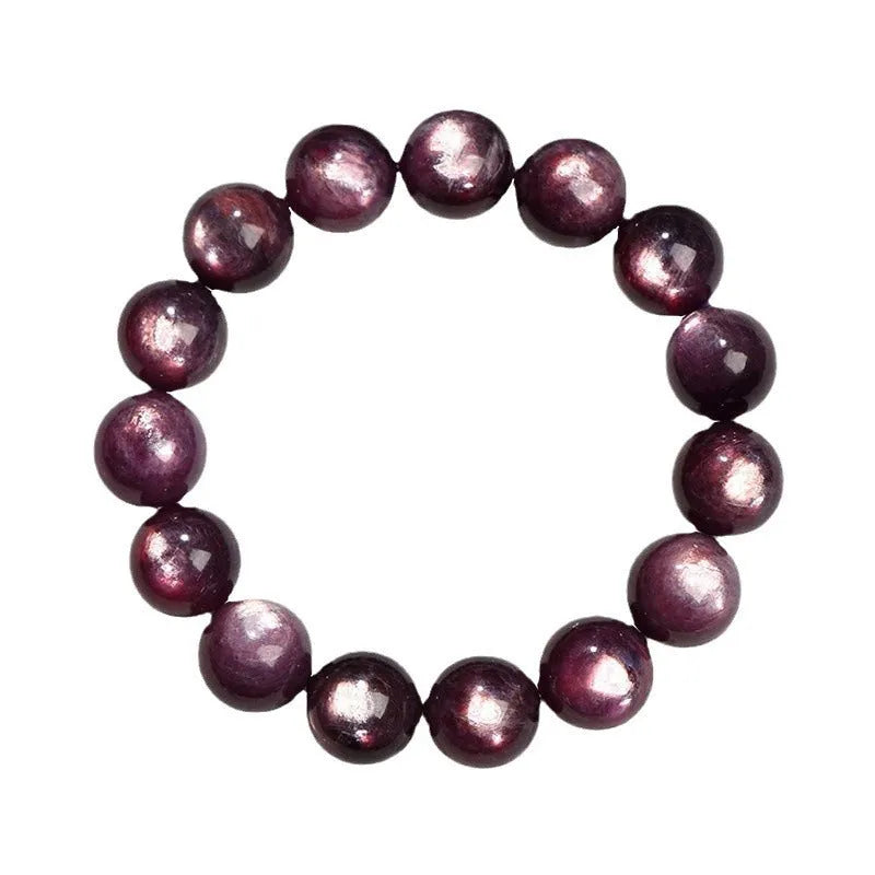 Natural purple lepidolite crystal bracelet with polished round beads in various size options