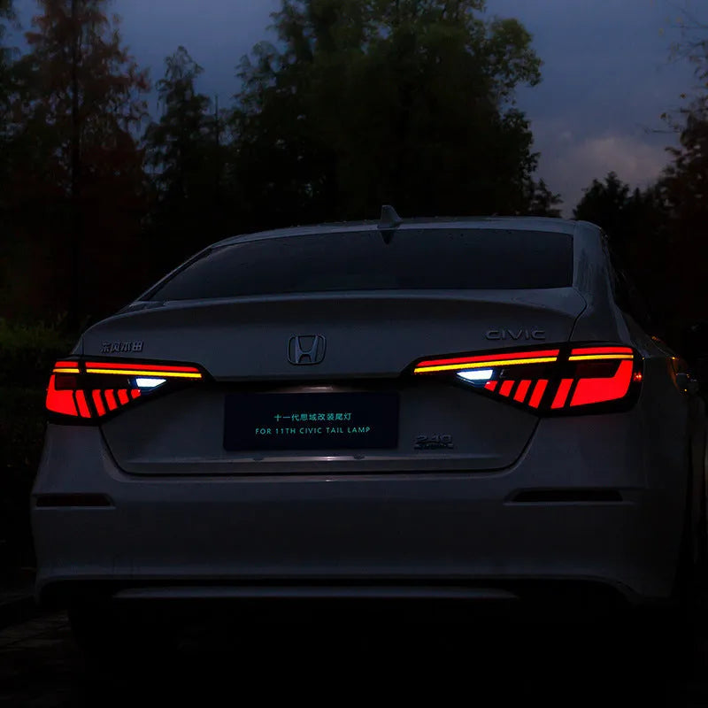 11th generation Honda Civic modified LED tail light assembly in black and red colour option.