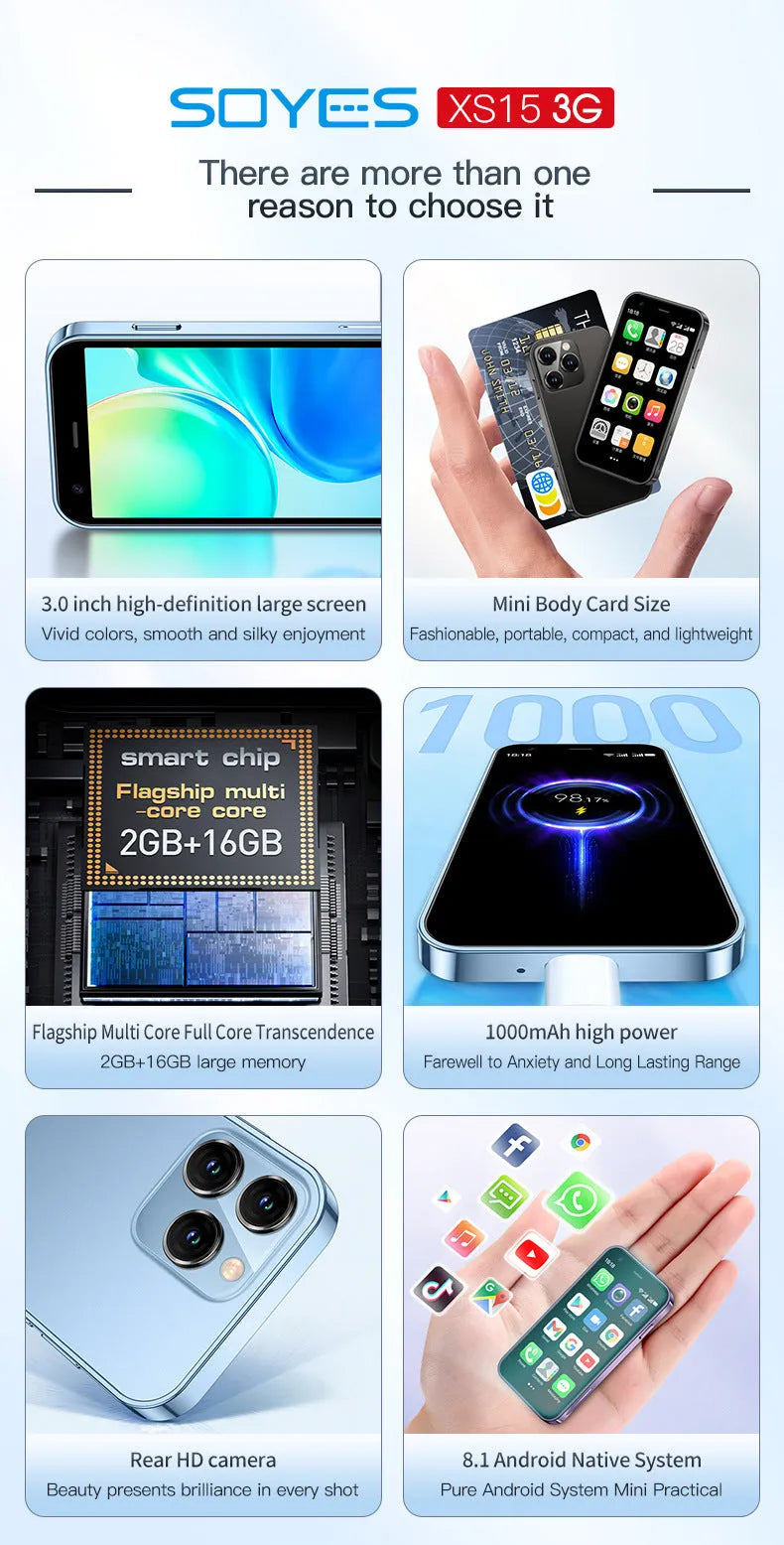 S23PRO XS15 mini smartphone in black, green, or pink purple with straight plate design and 30 screen