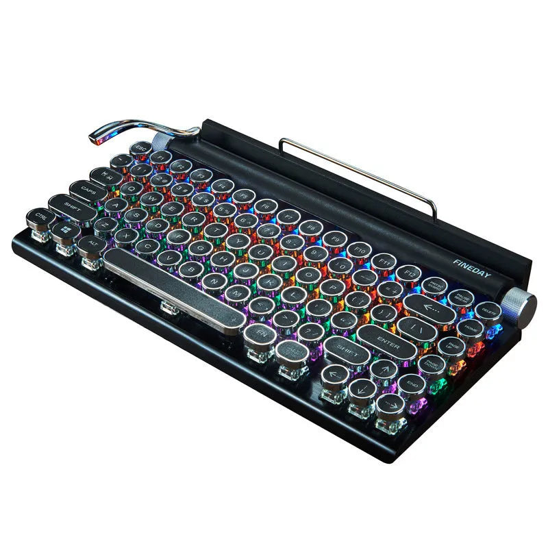 Black Dot retro mechanical keyboard with typewriter design, Bluetooth connectivity and seven-colour backlighting