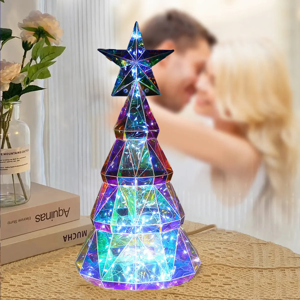 Colourful cartoon Christmas tree light decoration measuring 20cm tall with PET material construction