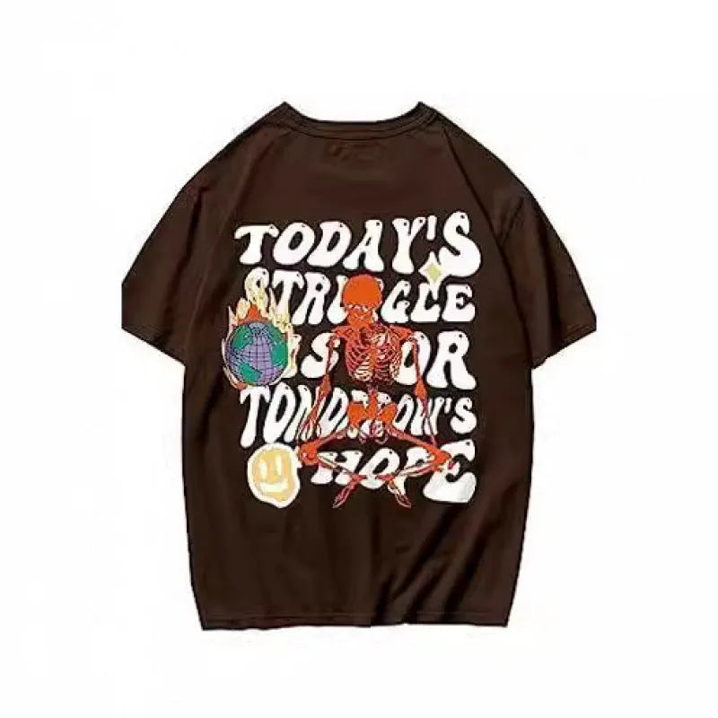 Men's printed street short-sleeved sports T-shirt in polyester fabric with digital pattern design