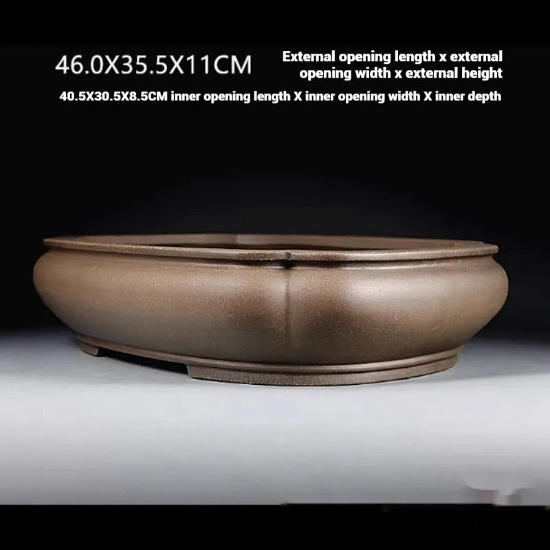 Handmade antique Pukou papaya-shaped purple clay flower pot measuring 46cm long
