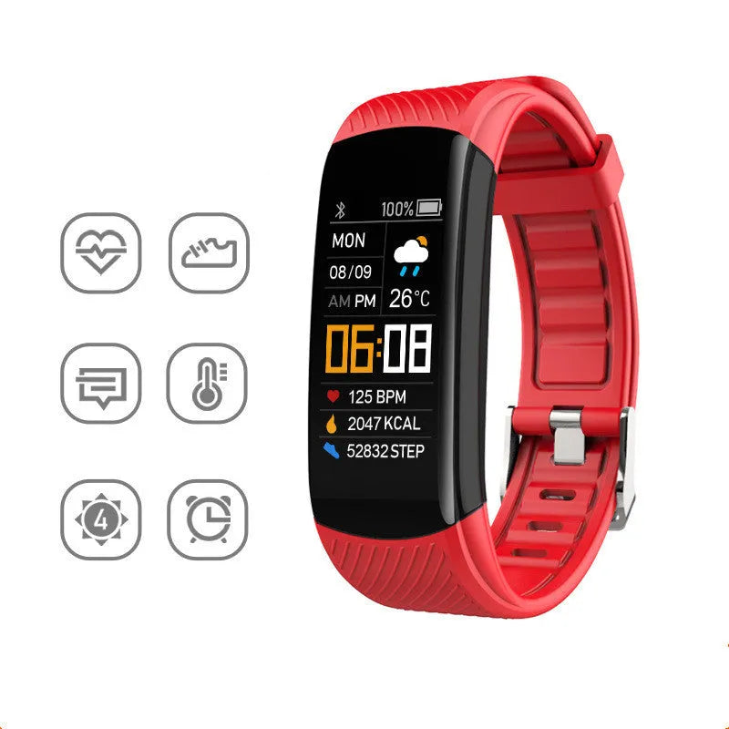 Adult sports silicone pedometer bracelet with 0.96 inch screen and TPU band in multiple colours
