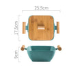 Porcelain ceramic bowl with matching lid in irregular shape design