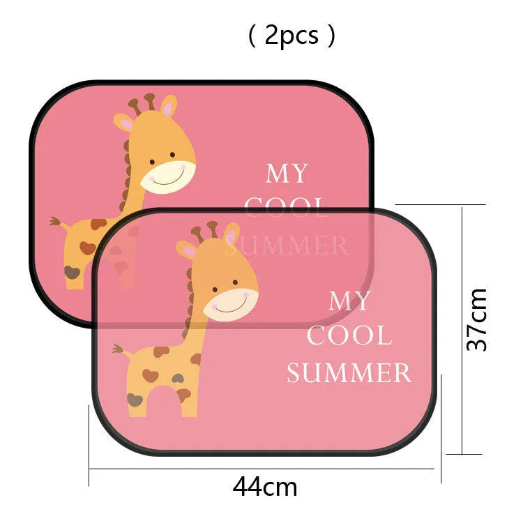 Electrostatic adsorption nylon mesh car sunshade pair for side windows in Giraffe Pair size