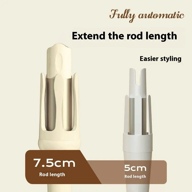Automatic hair curler with 32mm barrel in white brand pink colour with multiple plug adapters
