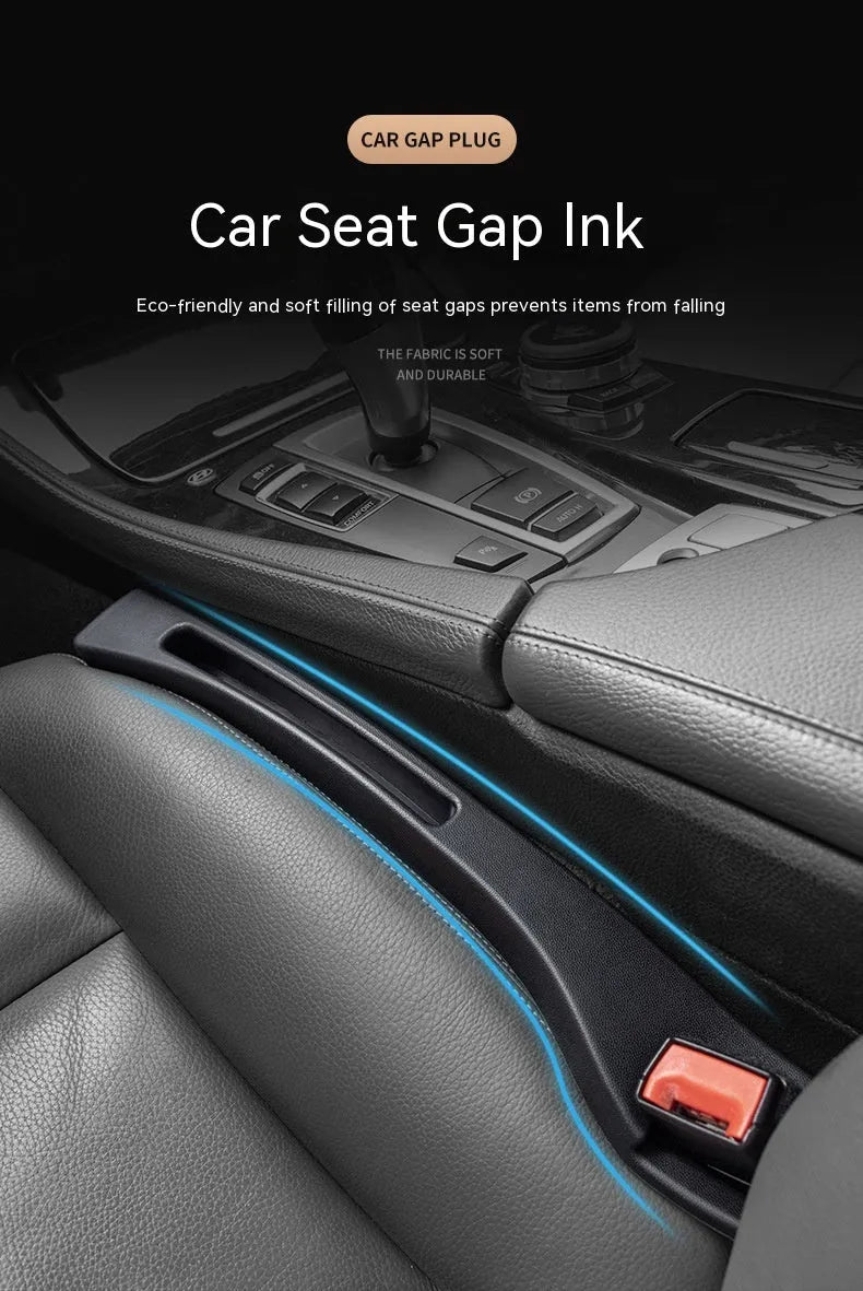 Plastic car seat gap storage organiser pocket in black colour with handle
