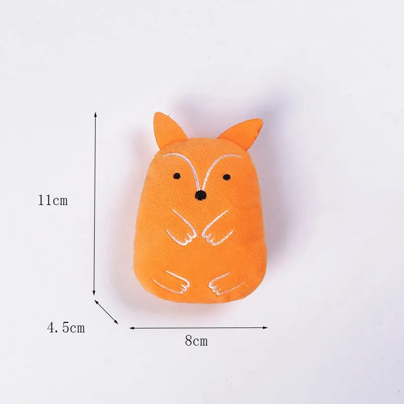 Small colourful plush cat toy with catnip and squeaker for chewing and interactive play