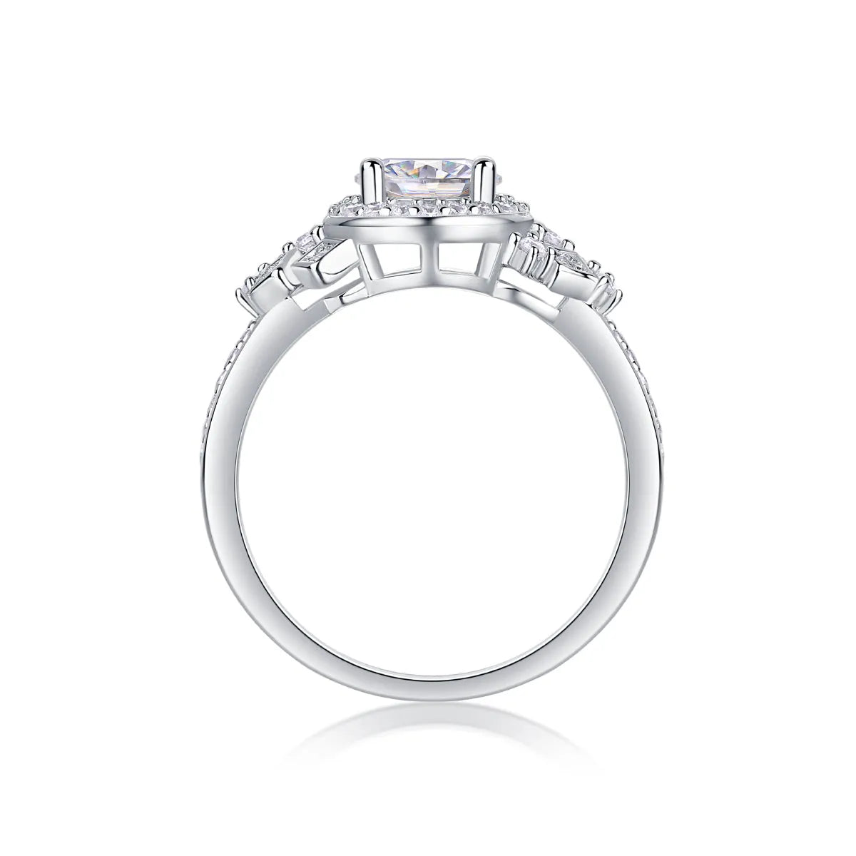 Harbor Clear Sky 1-carat moissanite wedding ring set on a white background with platinum-plated S925 silver band