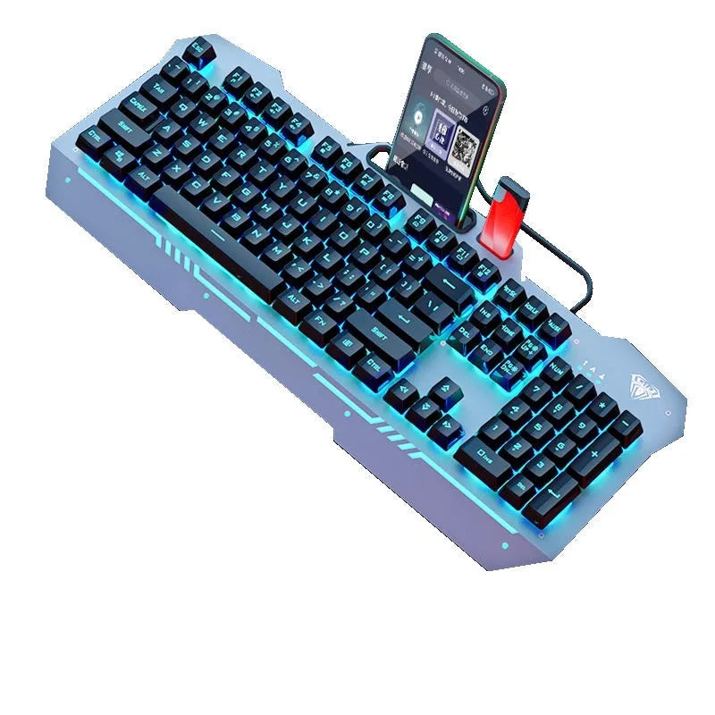 Black and white wired gaming peripheral bundles showing keyboard, mouse, and headset with coloured lighting.