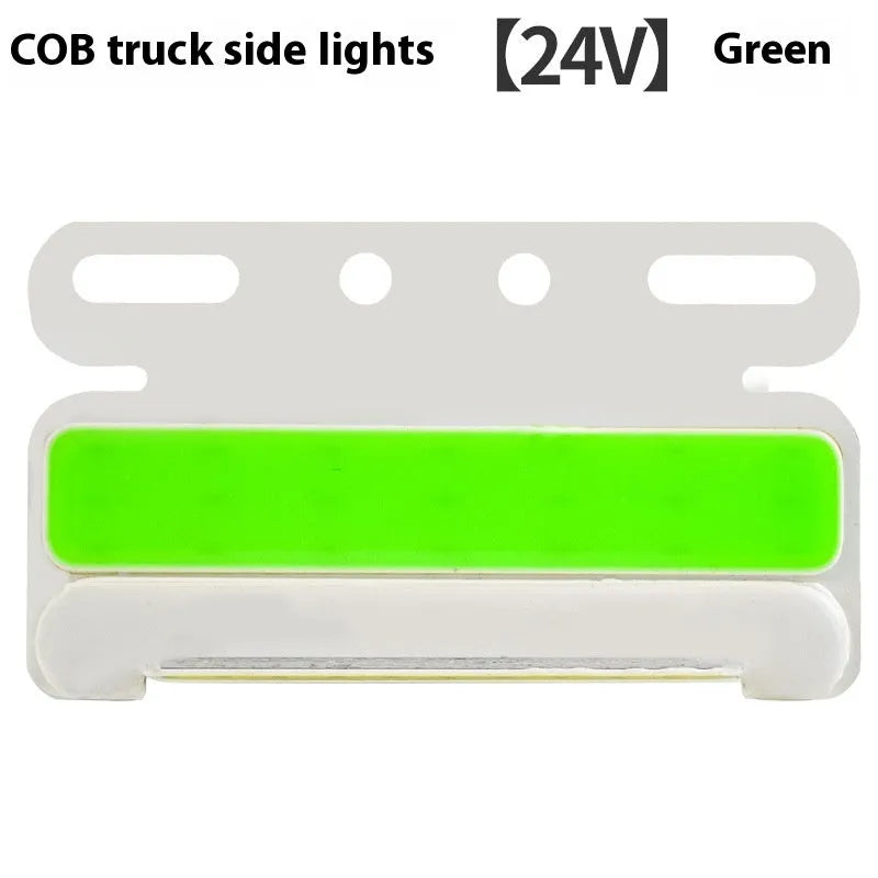 COB LED truck side marker light with aluminium housing in red, yellow, green, blue, or white for 12V and 24V vehicles.