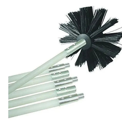 Flexible chimney cleaning brush with nylon bristles for dryer vents and range hood ducts