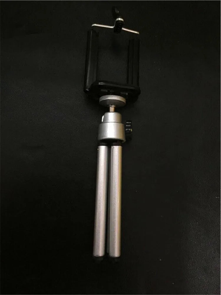 Black and silver desktop phone holder with adjustable two-section bracket