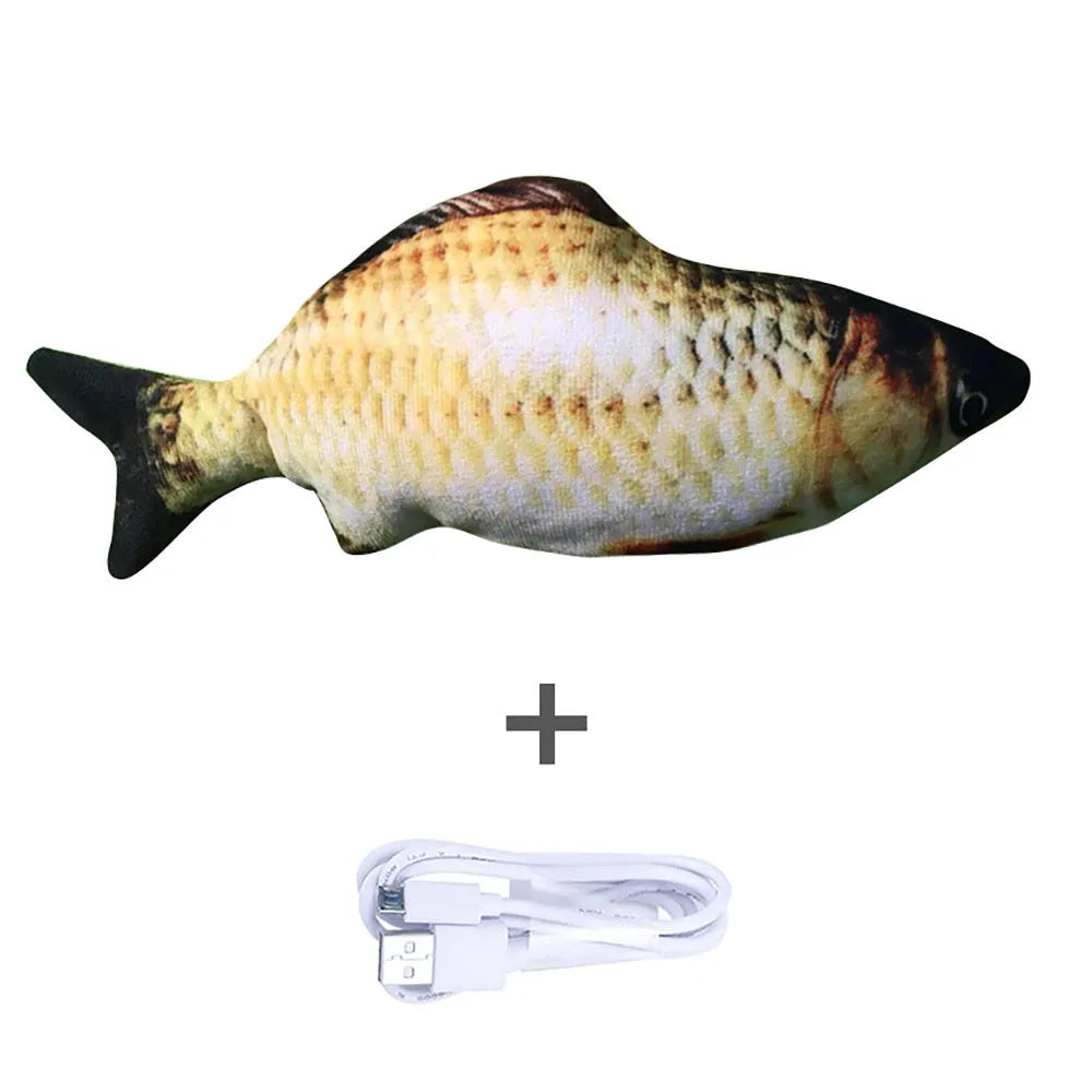 30cm electronic jumping fish cat toy with USB cable in multicolour fish designs