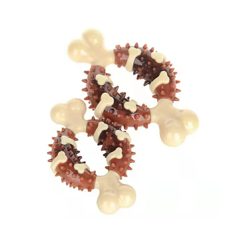 Natural rubber bone-shaped dog chew toy for dental health and anxiety relief