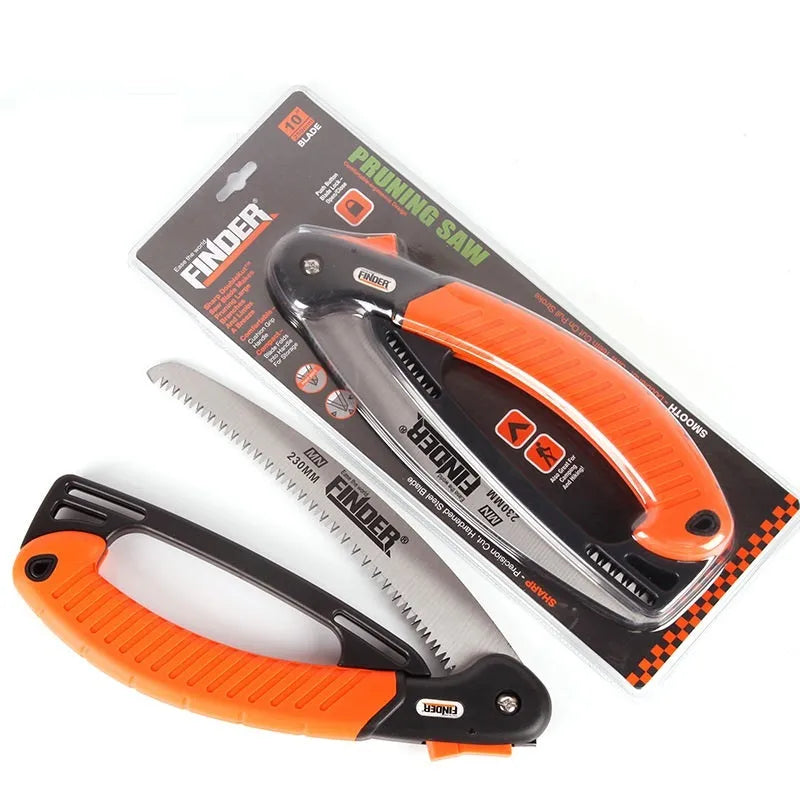 230mm folding garden hand saw with TPR handle and 65MN steel blade for pruning tasks