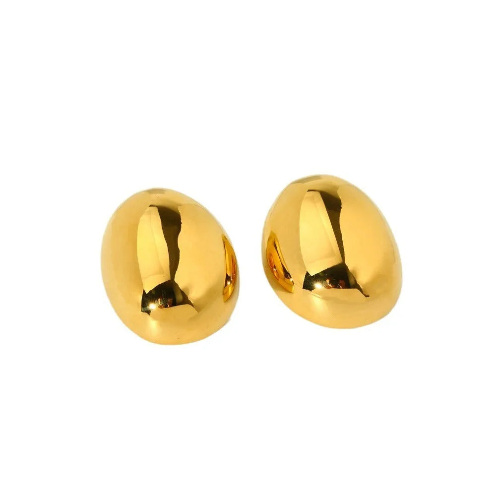 Geometric stainless steel ear studs with gold plating and glazed surface in DFE139 colour