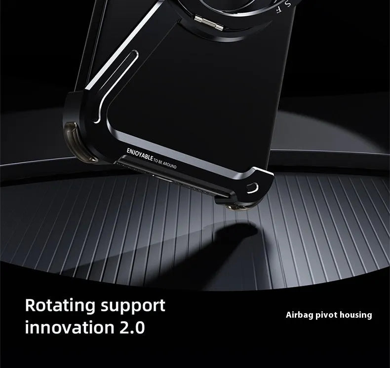 Black electroplated metal iPhone 17 Pro Max case with integrated invisible magnetic bracket
