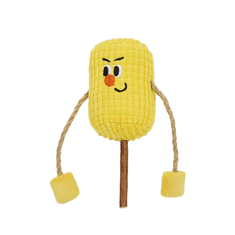 Natural polis wood corn cob shaped cat chew toy for dental care with catnip