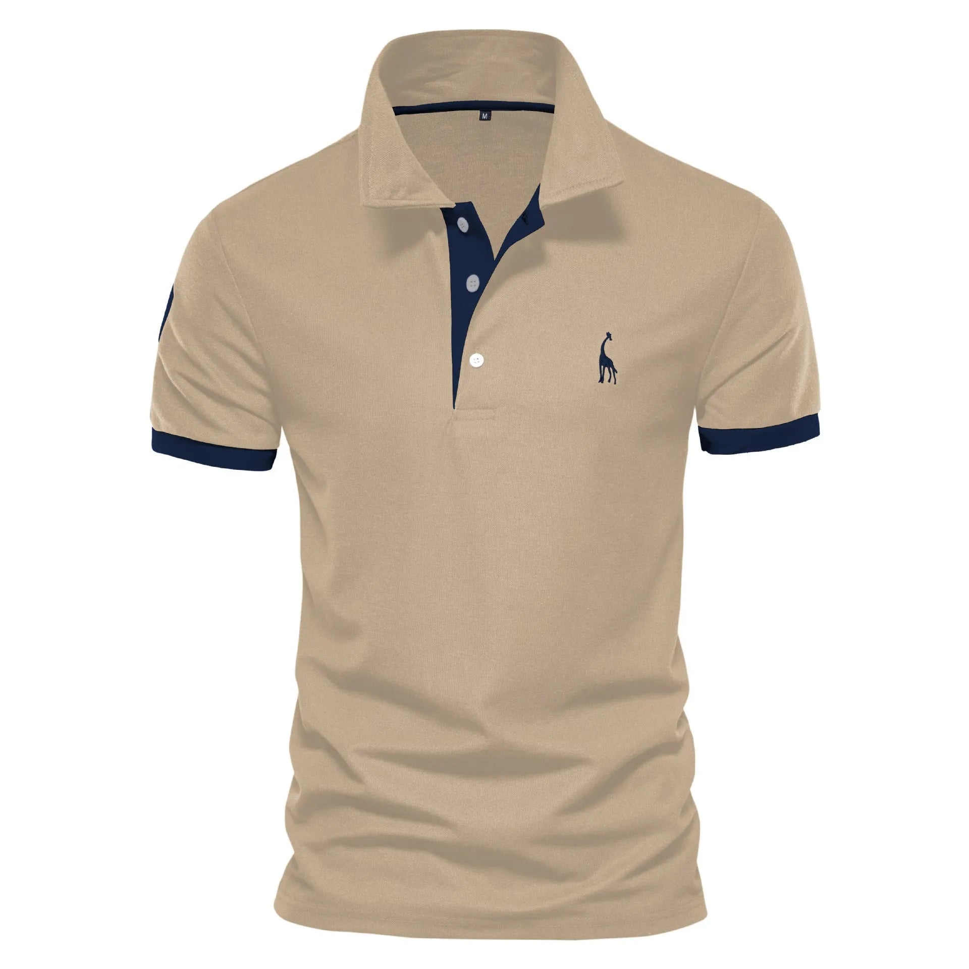 Men's slim fit grey T-shirt with a detailed deer embroidery design on the chest.