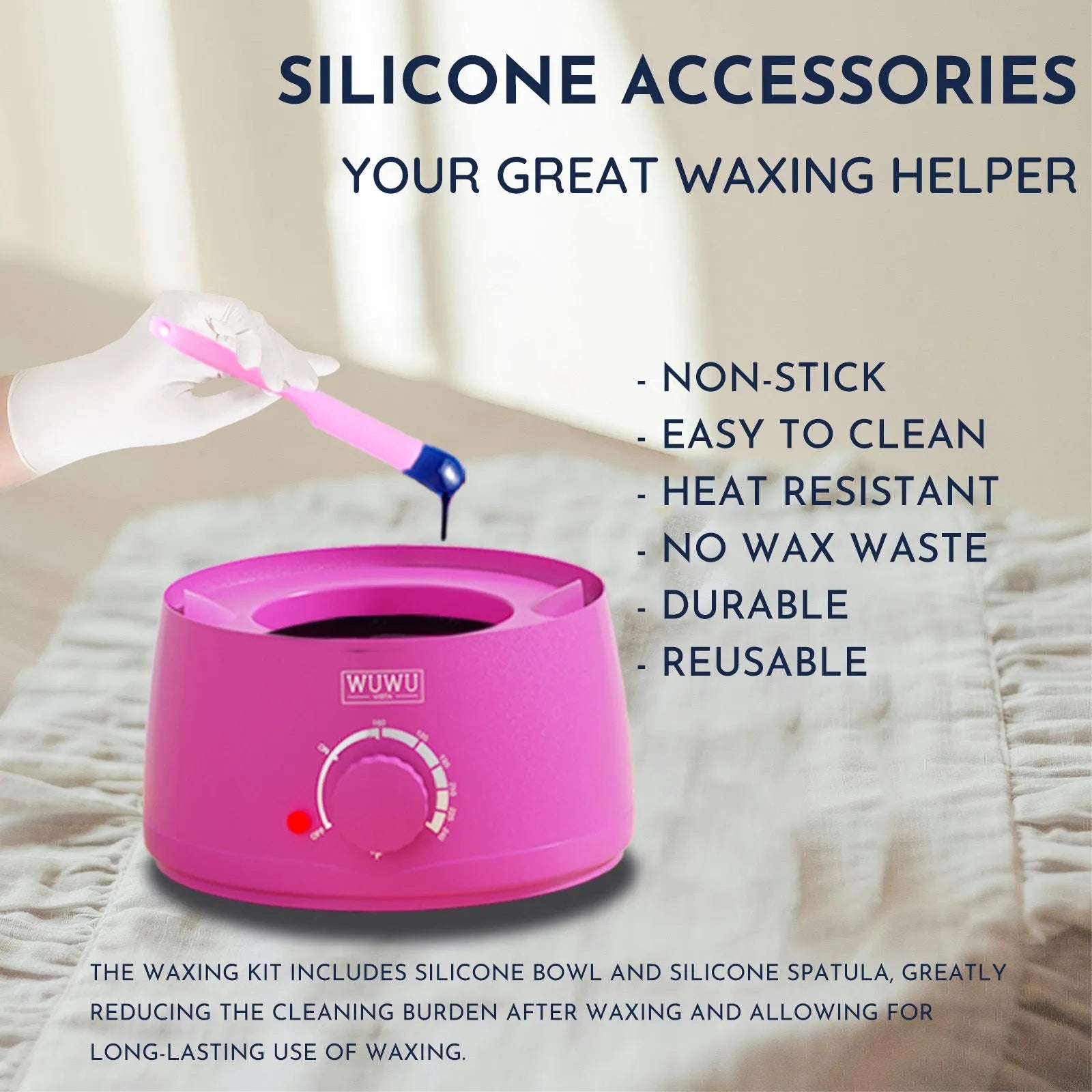 WUWUVISTA 56-piece professional waxing kit with wax warmer, coloured wax beads, tools, and aftercare products.