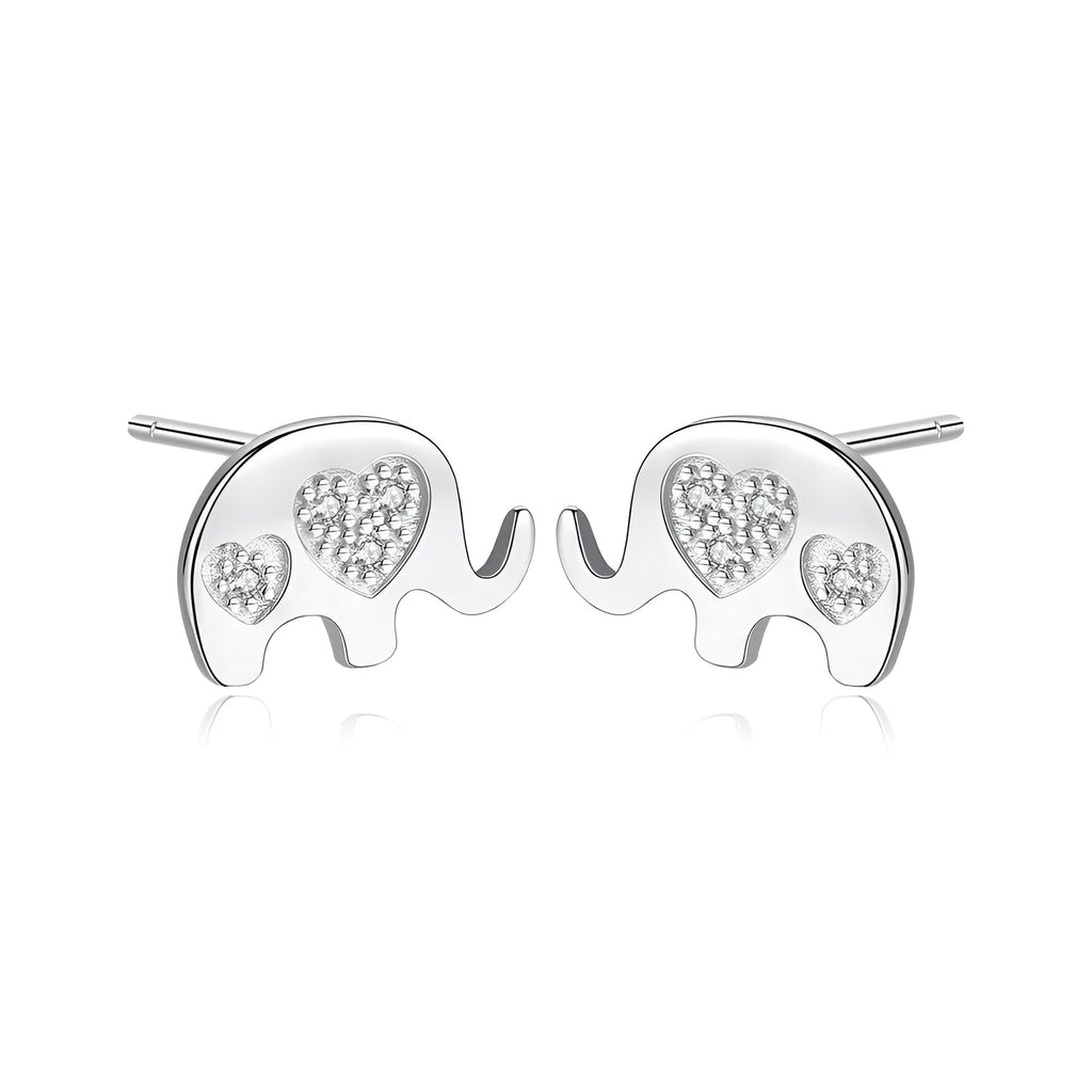 Geometric Korean ladies earrings in silver with gem setting, measuring 0.6cm by 0.9cm