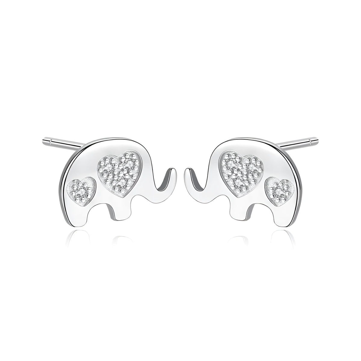 Geometric Korean ladies earrings in silver with gem setting, measuring 0.6cm by 0.9cm