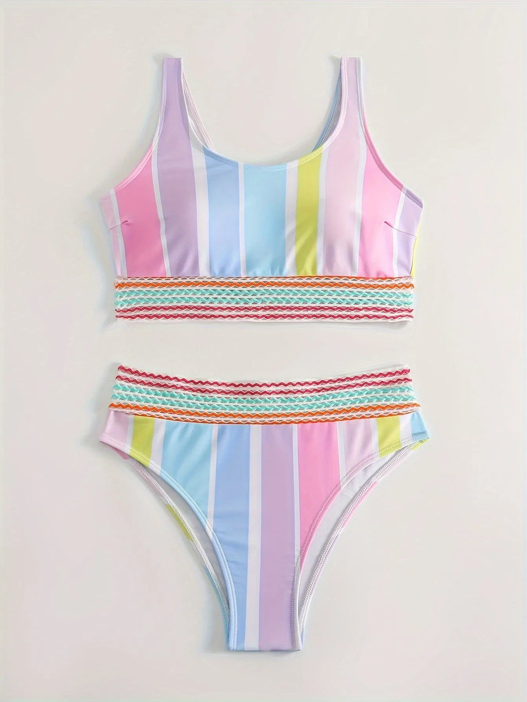 Women's striped bikini swimwear in picture colour with briefs style for swimming sports
