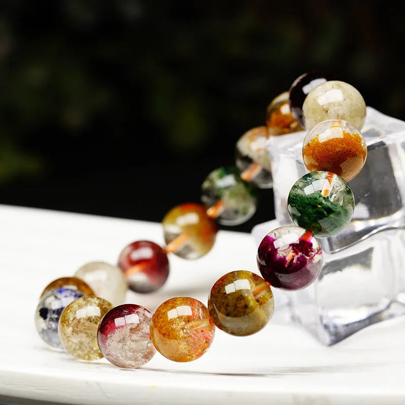 Colourful crystal bead bracelet with 10mm diameter balls featuring ghost cornucopia seasonal design in ethnic retro style
