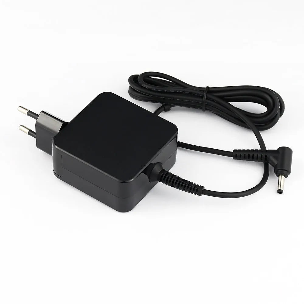 Black 45W laptop power adapter with DC connector and charging cable, dimensions 99.3mm x 36.5mm x 61.8mm