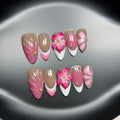 Three-dimensional French style lily and fluid ice flower plastic nail armour in almond shape