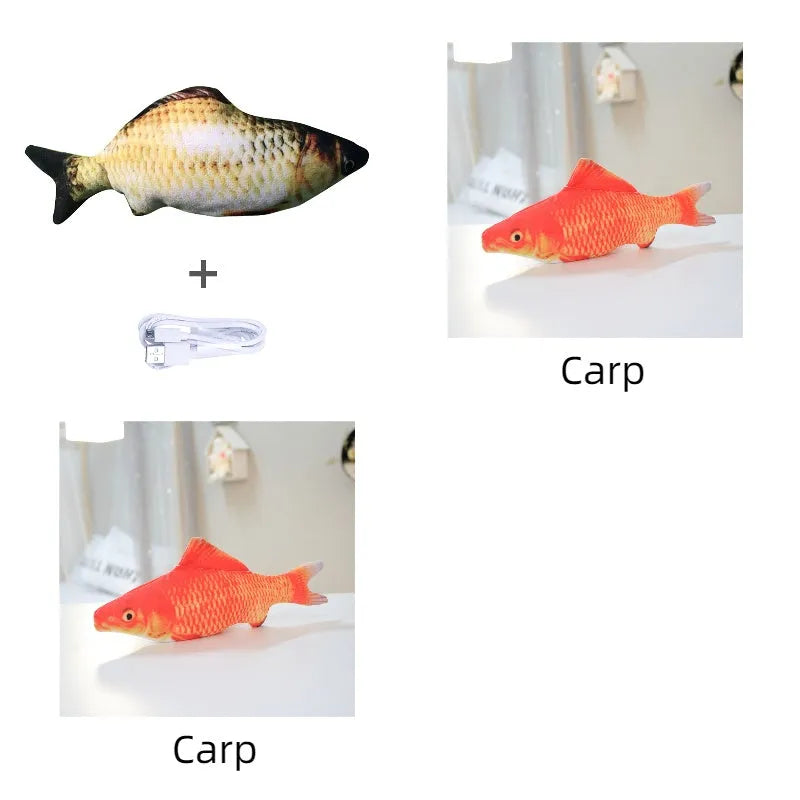 30cm electronic jumping fish cat toy with USB cable in multicolour fish designs